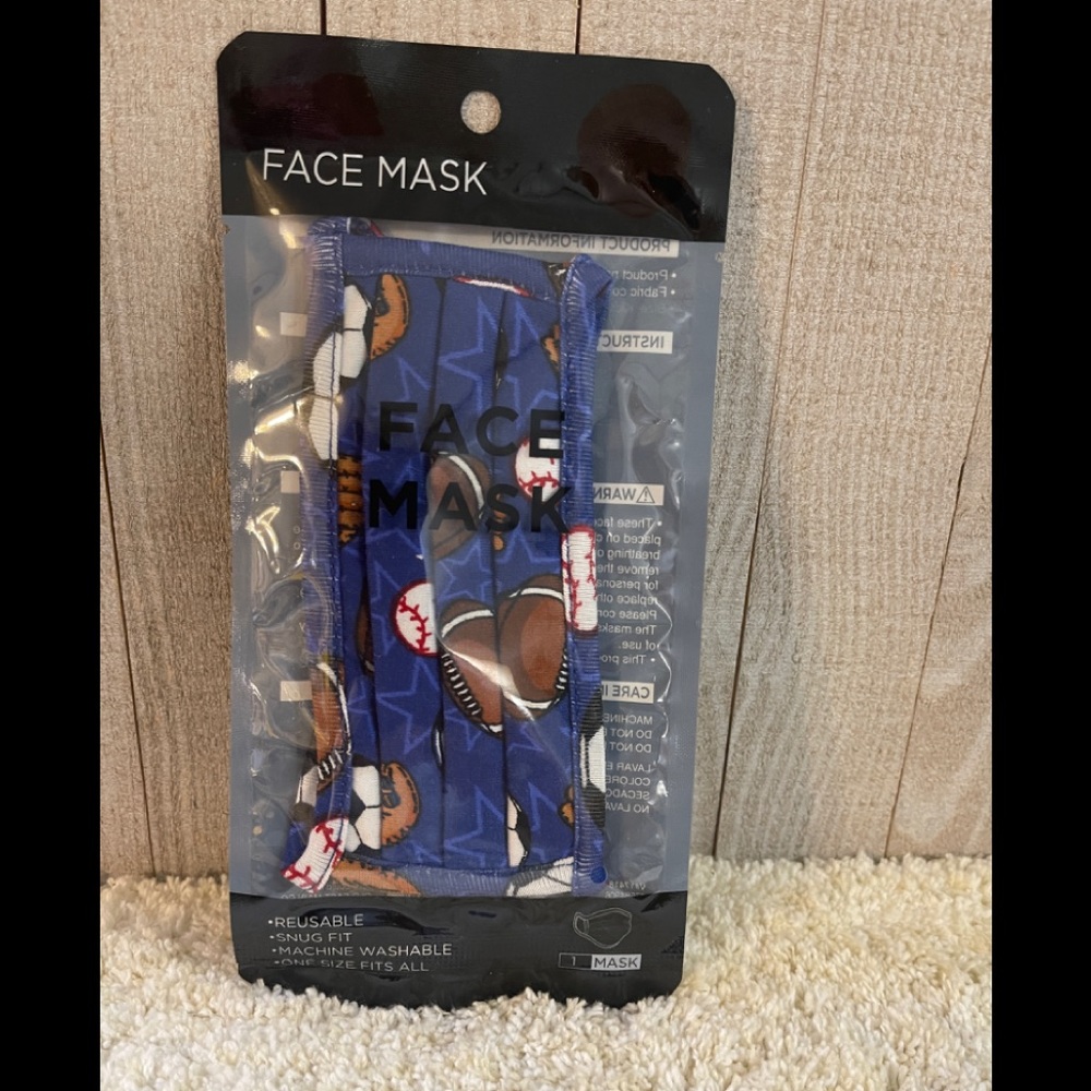 New Face Mask With Footballs Snug Fit ~ Reusable